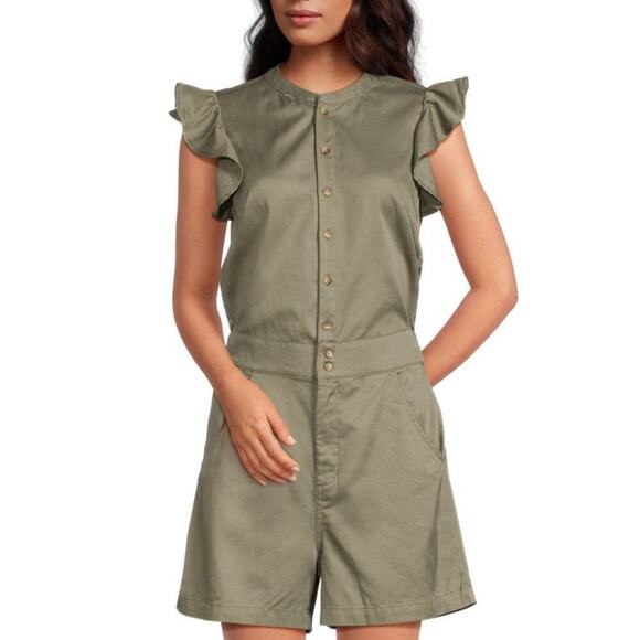 Joe's jeans flutter sleeve romper sage sz xs - Picture 1 of 8